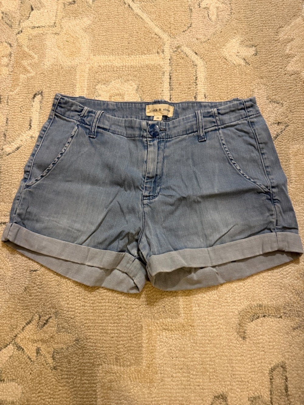 cloth & stone Washed Blue Rolled Hem Women's Jean Shorts
